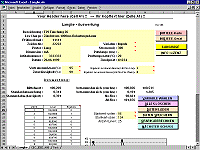 Oberer Teil der Excel-Tabelle, Grundeinstellungen und Kopfdaten